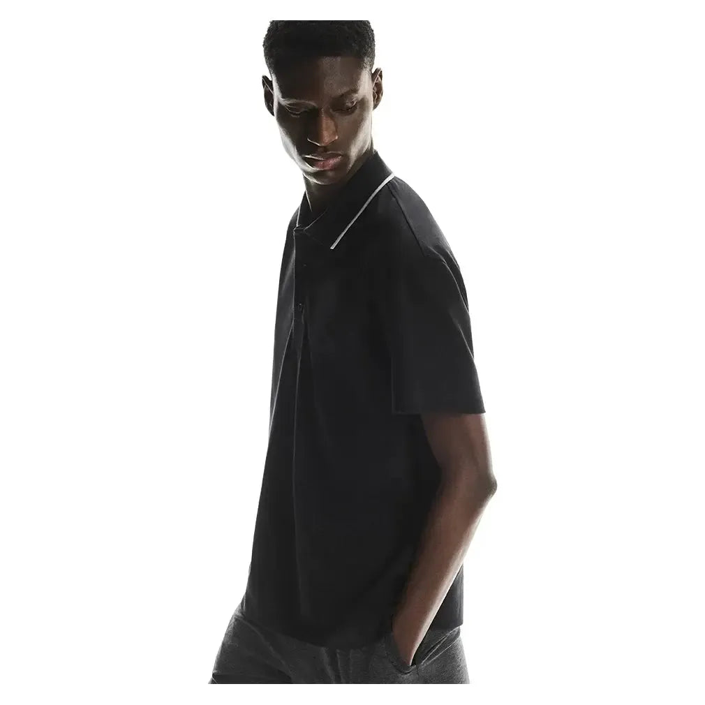 Men's Courtside Tennis Polo Black-Apparel-On-1MF30390553-4-Tennis Express