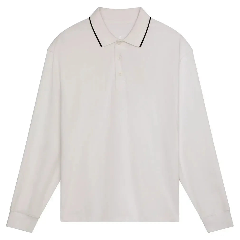 Men's Courtside Long Sleeve Tennis Polo White-Apparel-On-1MF30500069-4-Tennis Express