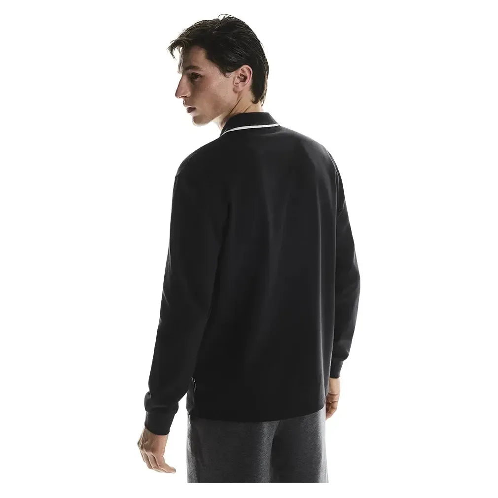 Men's Courtside Long Sleeve Tennis Polo Black-Apparel-On-1MF30500553-3-Tennis Express