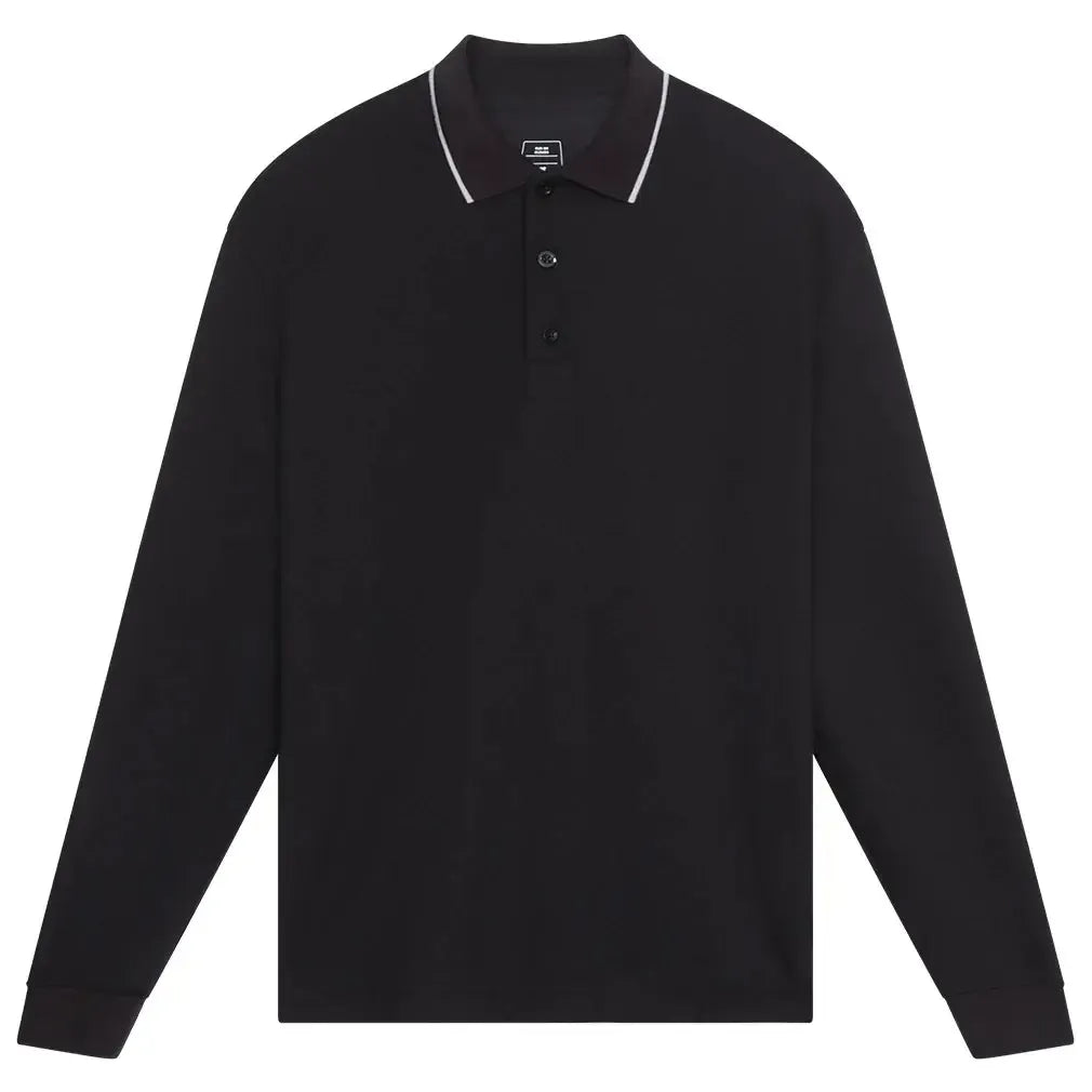 Men's Courtside Long Sleeve Tennis Polo Black-Apparel-On-1MF30500553-4-Tennis Express