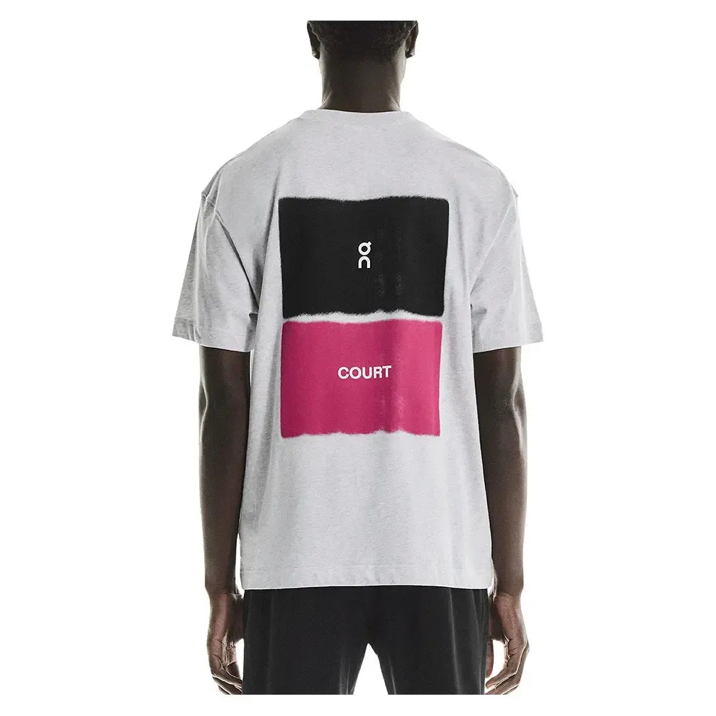Men's Club Court Tennis Top Heather Gray and Pink-Apparel-On-1MF30594431-F25-1-Tennis Express