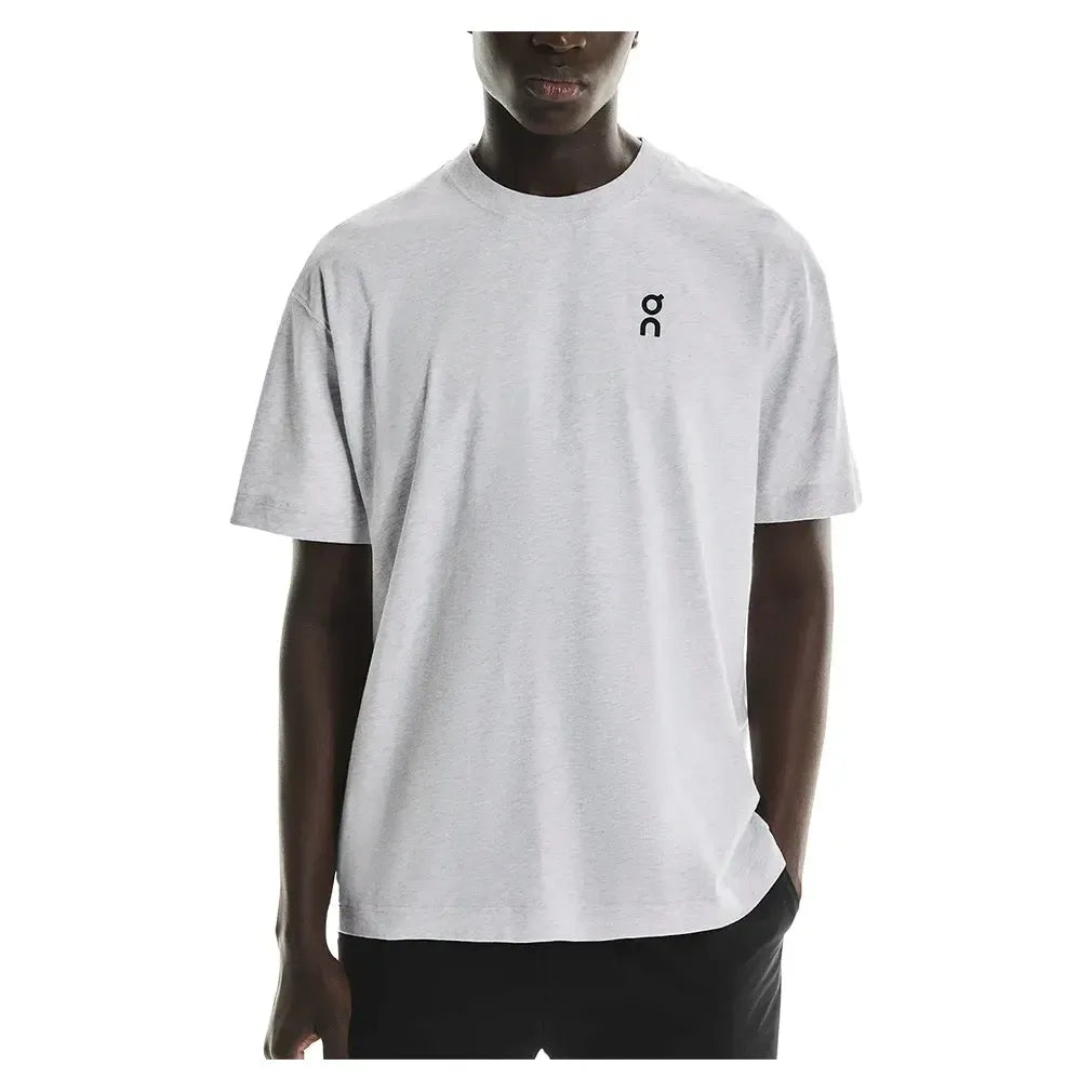 Men's Club Court Tennis Top Heather Gray and Pink-Apparel-On-1MF30594431-F25-3-Tennis Express