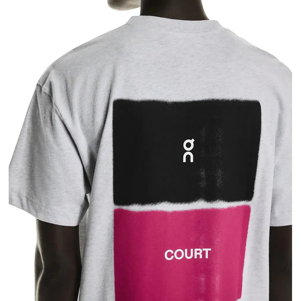Men's Club Court Tennis Top Heather Gray and Pink-Apparel-On-1MF30594431-F25-4-Tennis Express