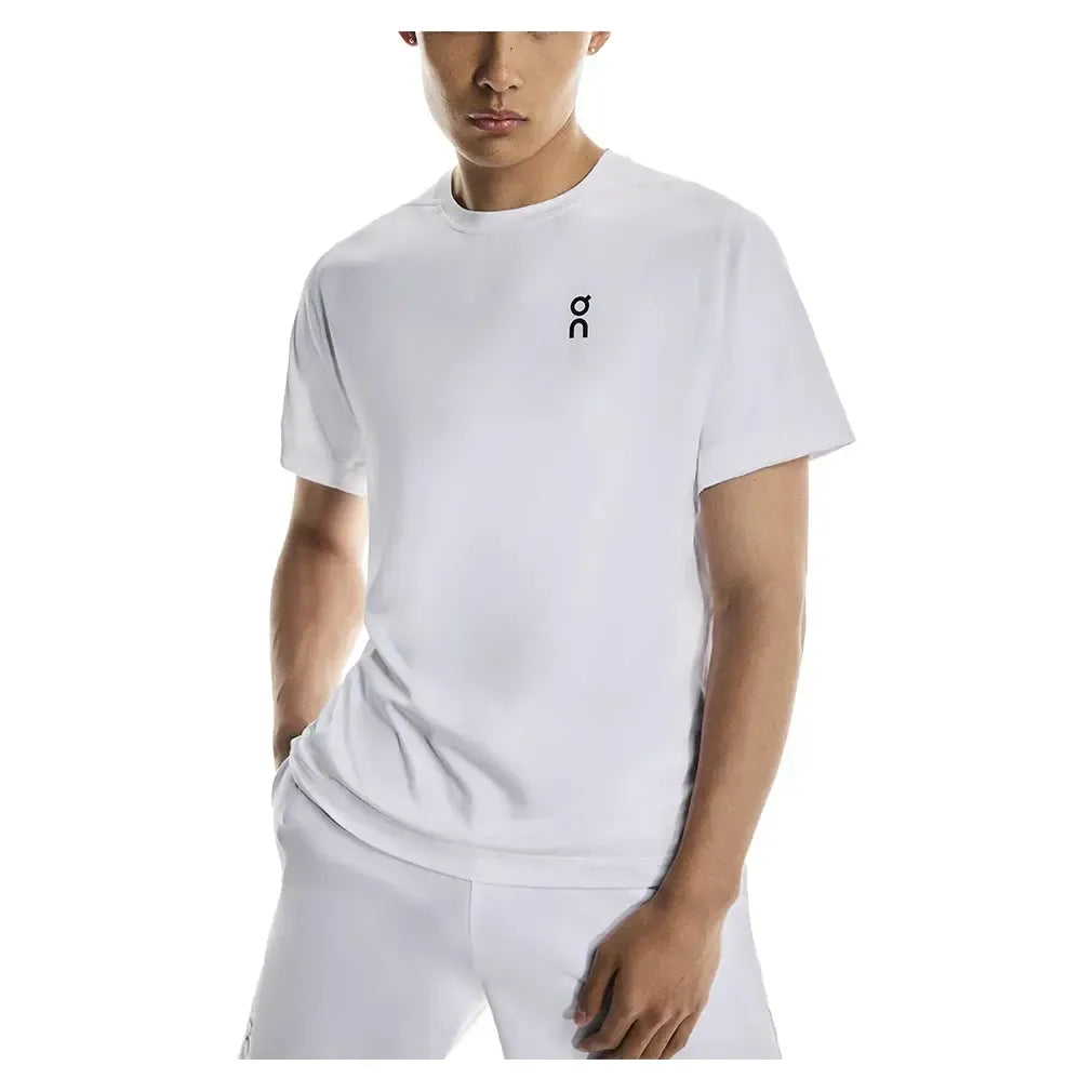Men's Courtside Tennis Top White-Apparel-On-1MF30850069-F25_25ac1251-b7d4-4484-aa9d-feca68cca833-Tennis Express
