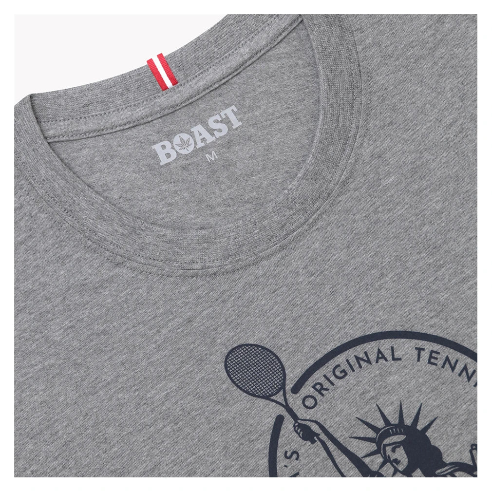 Men's Statue of Liberty Tennis Tee Heather Grey-Apparel-Boast-1T2301-SOL-1-Tennis Express