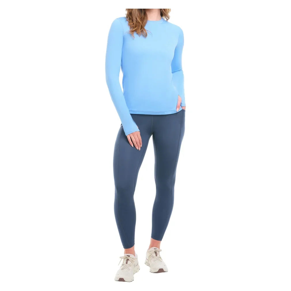 Women's 24/7 Long Sleeve Tennis Crew Indigo, BloqUV, Tennis Express, 2001-IDGF26-5
