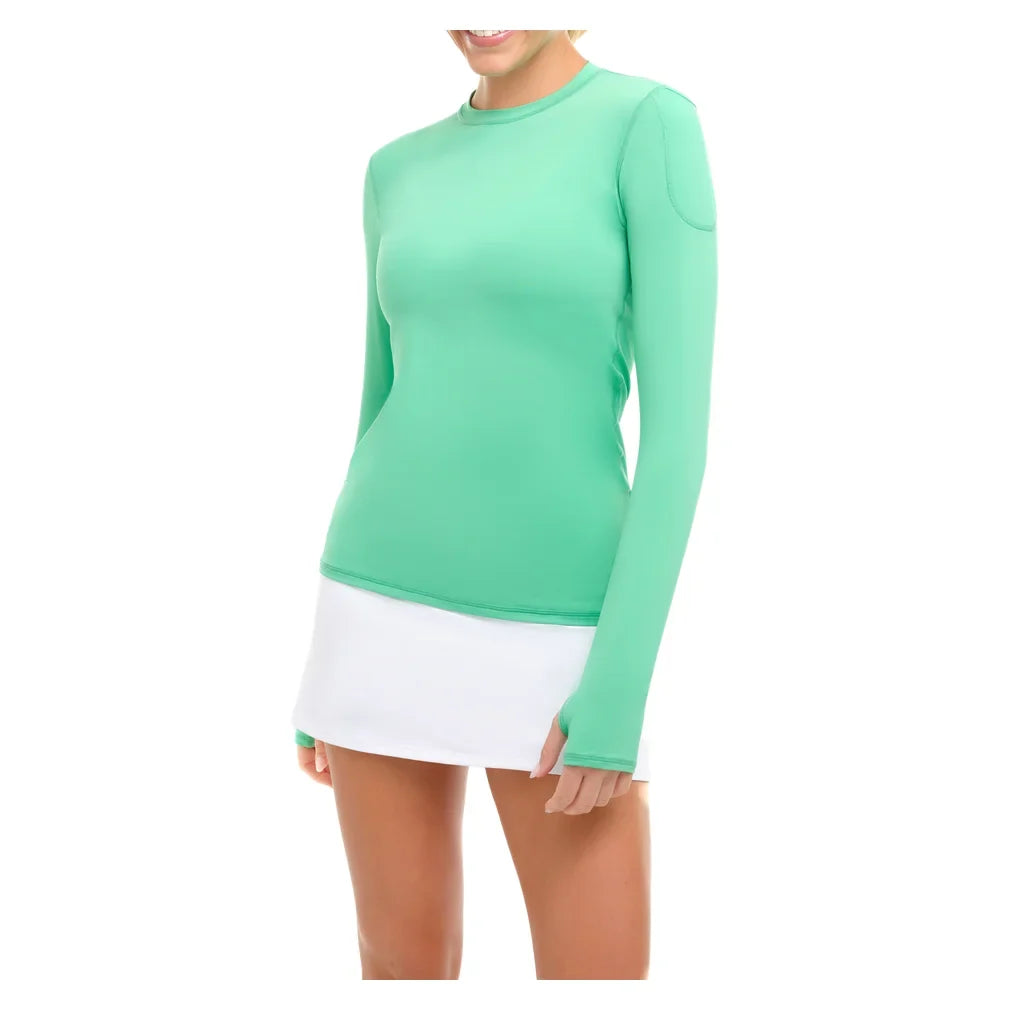 Women's 24/7 Long Sleeve Tennis Crew Jade, BloqUV, Tennis Express, 2001-JDEF26-2