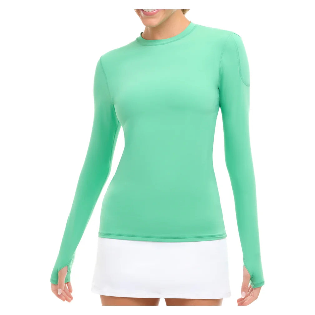 Women's 24/7 Long Sleeve Tennis Crew Jade, BloqUV, Jade, Tennis Express, 2001-JDEF26-JADE-1