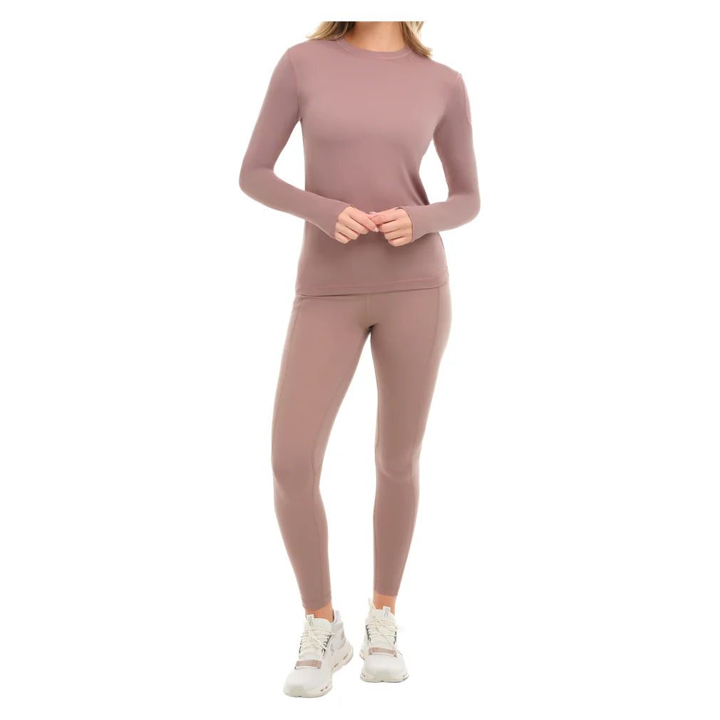 Women's 24/7 Long Sleeve Tennis Crew Mocha, BloqUV, Tennis Express, 2001-MCHF26-5
