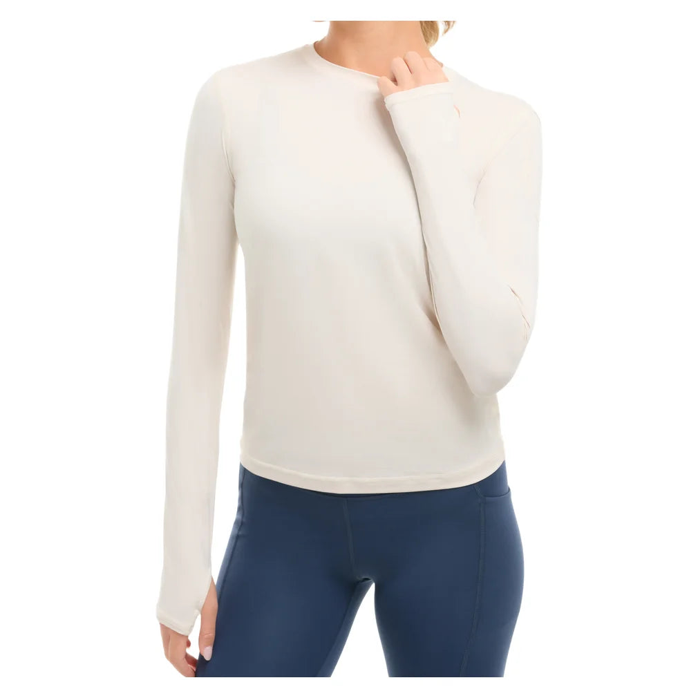 Women's 24/7 Long Sleeve Tennis Crew Sand:, BloqUV, Tennis Express, 2001-SNDF26-2