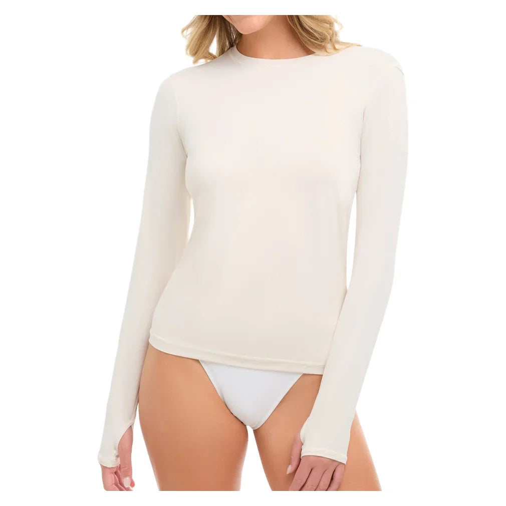 Women's 24/7 Long Sleeve Tennis Crew Sand:, BloqUV, Tennis Express, 2001-SNDF26-4