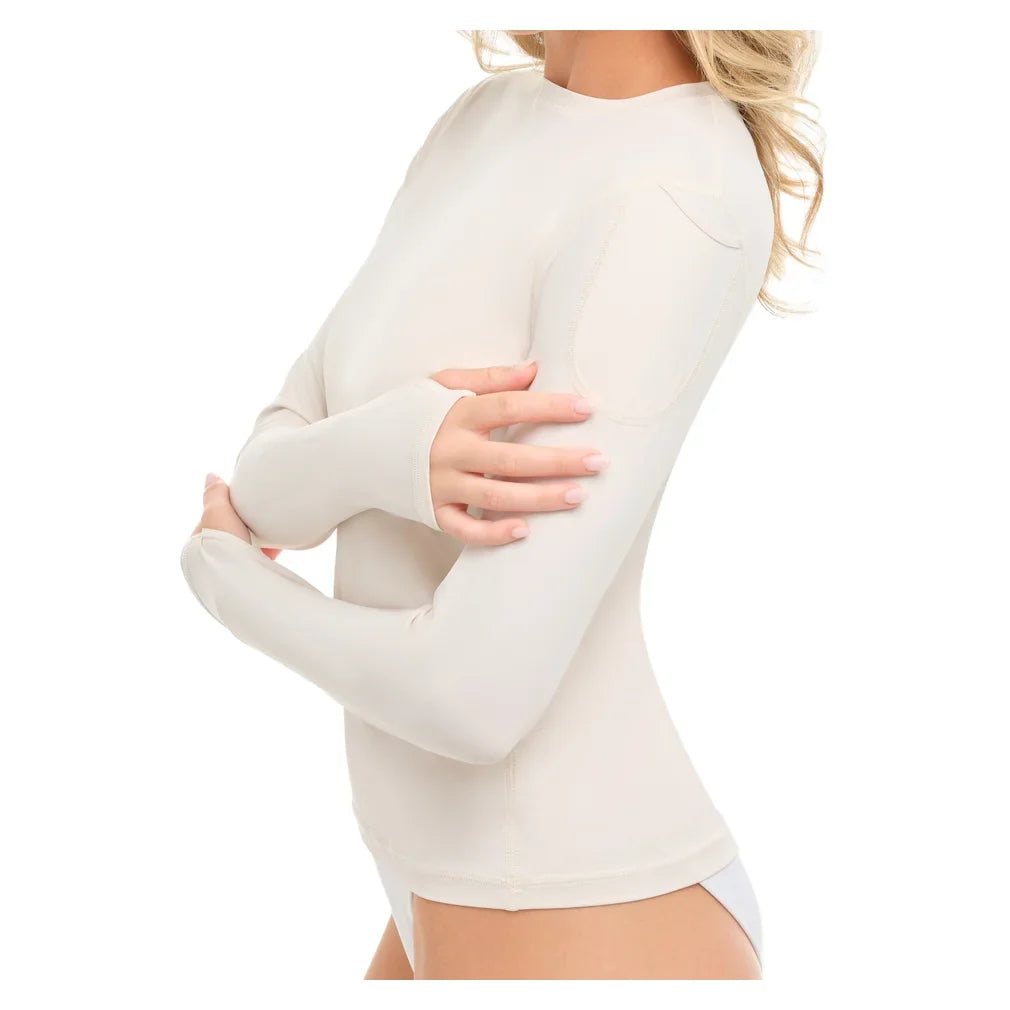 Women's 24/7 Long Sleeve Tennis Crew Sand:, BloqUV, Tennis Express, 2001-SNDF26-6