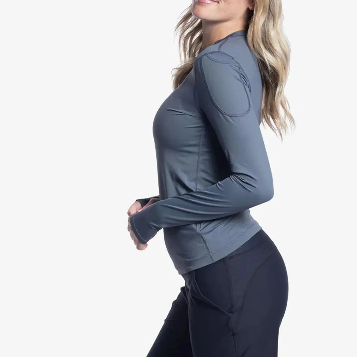 Women's 24/7 Long Sleeve Tennis Crew-Apparel-BloqUV-2001-Smoke-1-Tennis Express