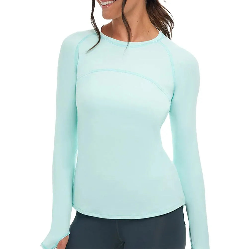 Women's Drawstring Long Sleeve Tennis Crew-Apparel-BloqUV-2009-Mint-Tennis Express