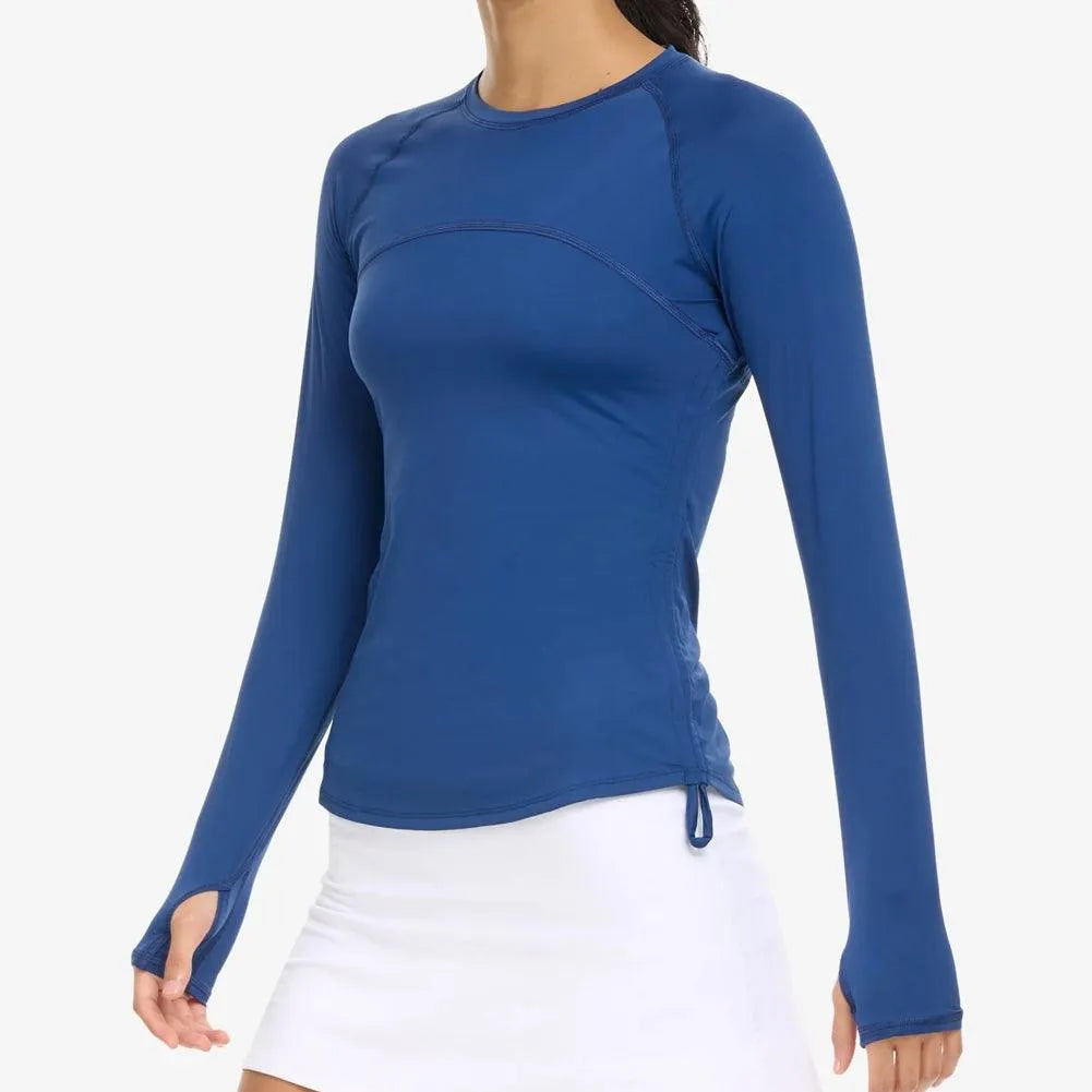 Women's Drawstring Long Sleeve Tennis Crew-Apparel-BloqUV-2009-Navy-Tennis Express