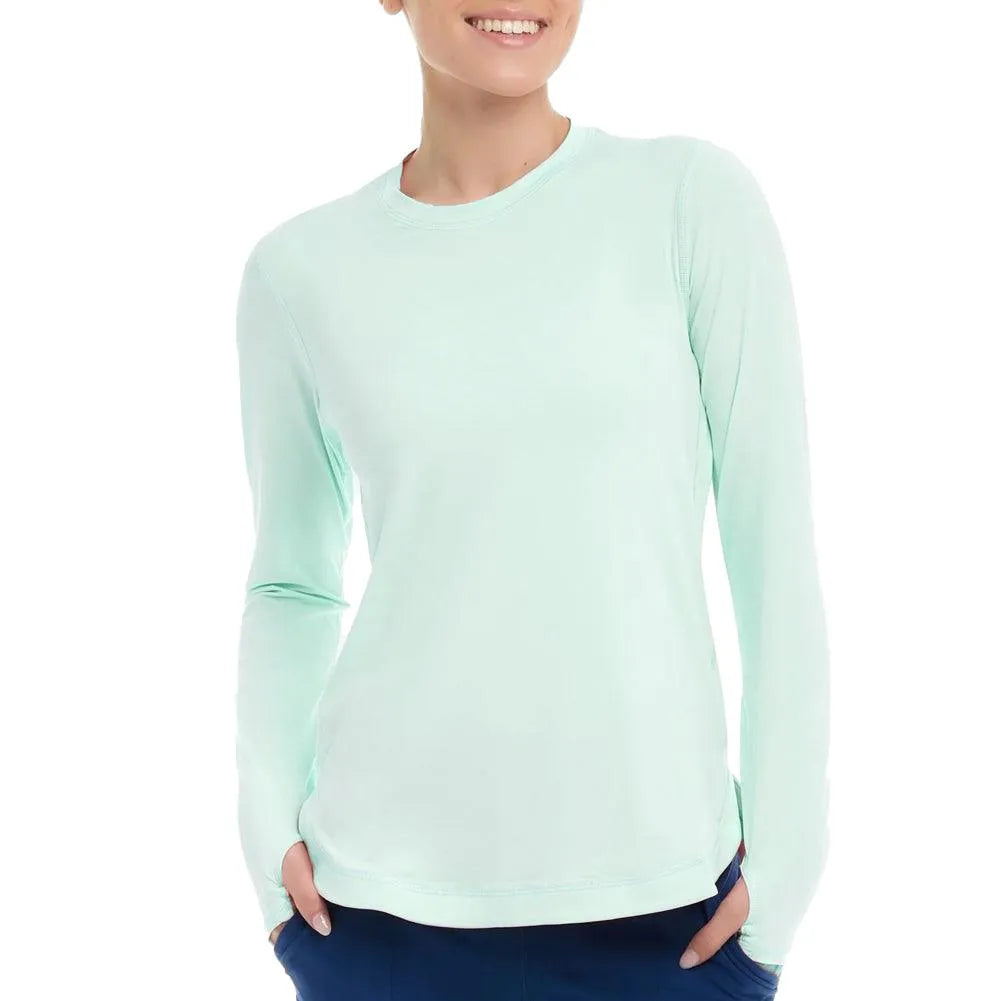 Women's Relaxed Scallop Long Sleeve Tennis Top-Apparel-BloqUV-2015-F24-Mints-Tennis Express