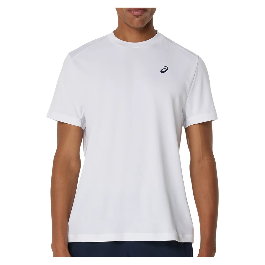 Men's Court Short Sleeve Tennis Top,Apparel,Asics,100 Brilliant White,S,Tennis Express,2041A339_100-1