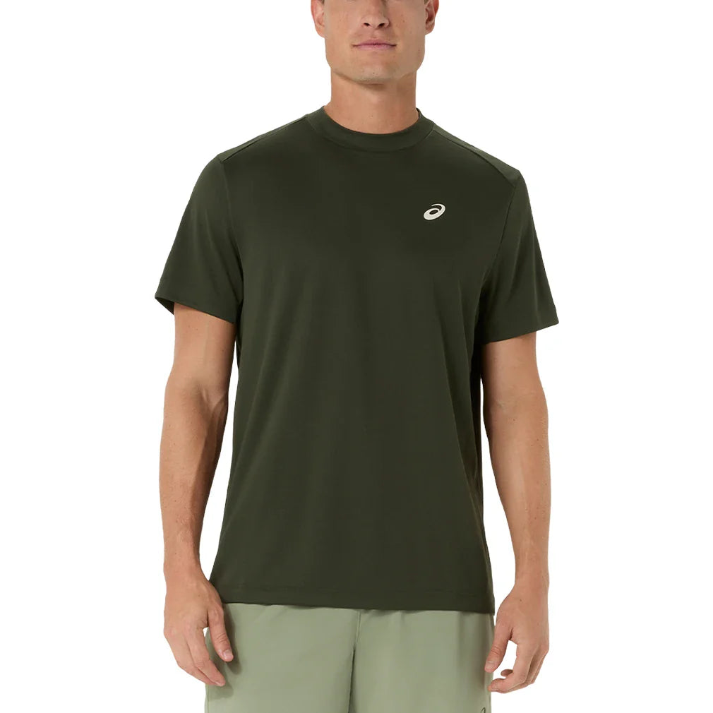 Men's Court Short Sleeve Tennis Top Vintage Khaki,Apparel,Asics,Vintage Khaki,S,Tennis Express,2041A339_200-1
