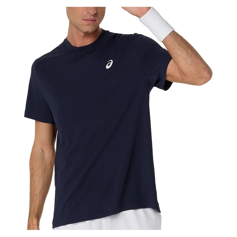 Men's Court Short Sleeve Tennis Top,Apparel,Asics,400 Midnight,S,Tennis Express,2041A339_400_1