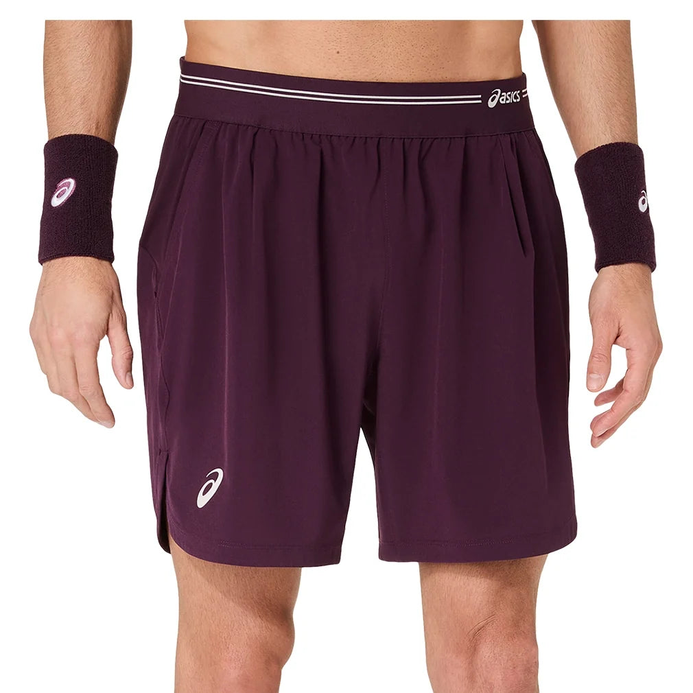 Men's Game 7 Inch Tennis Short,Apparel,Asics,500 Dark Aubergine,S,Tennis Express,2041A382_500