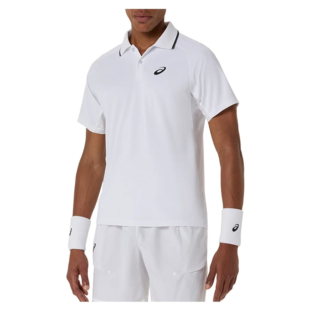 Men's Match Short Sleeve Tennis Polo,Apparel,Asics,S,100_BT_WHITE,Tennis Express,2041A390_100