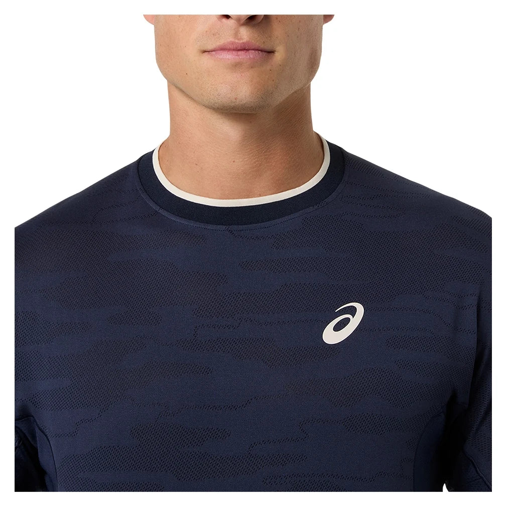 Men's Match Jacquard Short Sleeve Tennis Top,Apparel,Asics,,,Tennis Express,2041A419_400_4