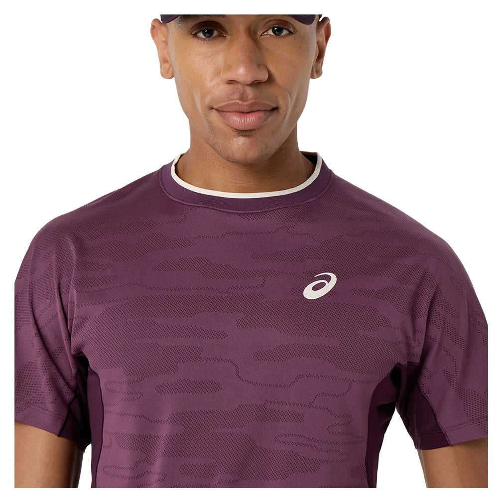 Men's Match Jacquard Short Sleeve Tennis Top,Apparel,Asics,,,Tennis Express,2041A419_500_3