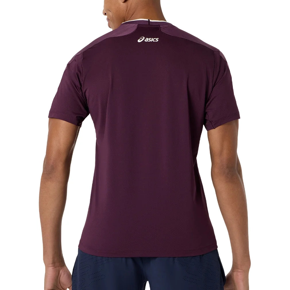 Men's Match Jacquard Short Sleeve Tennis Top,Apparel,Asics,,,Tennis Express,2041A419_500_4