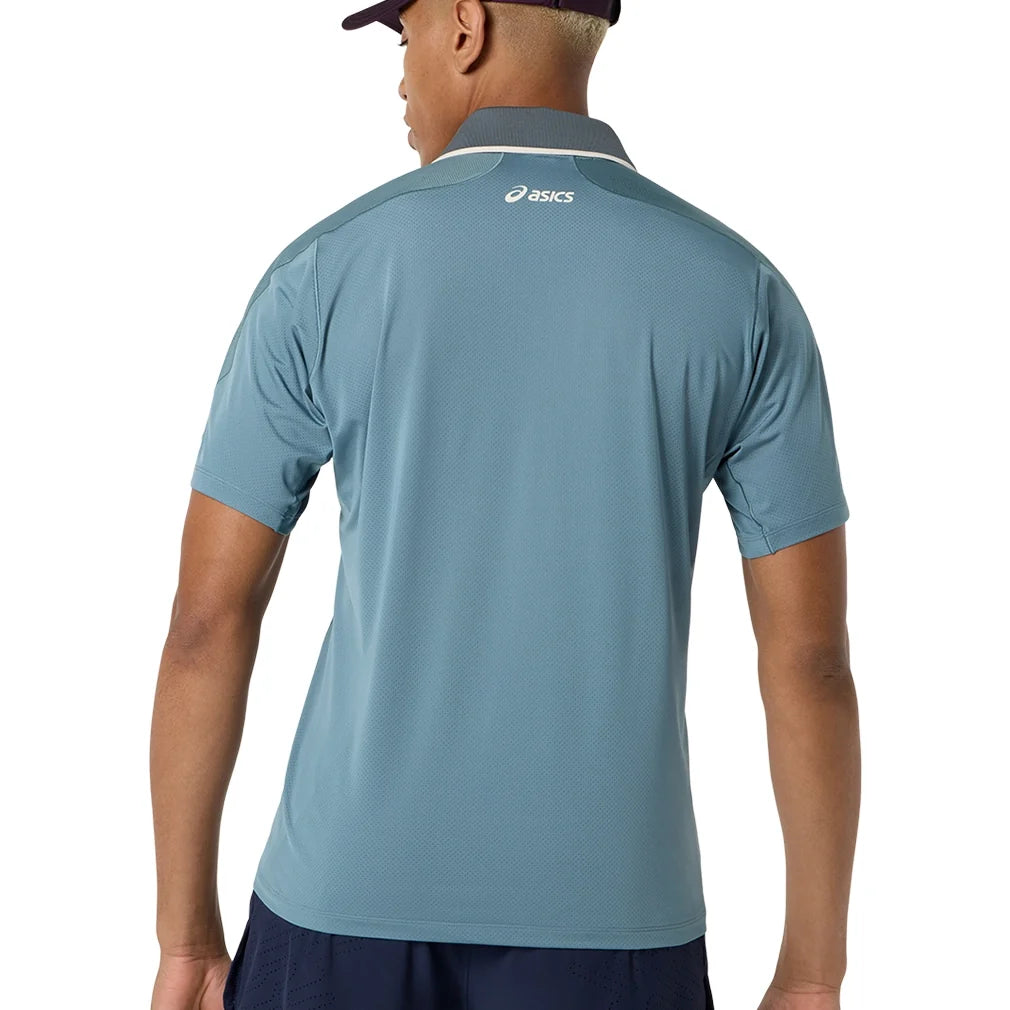 Men's Match Jacquard Short Sleeve Tennis Polo,Apparel,Asics,,,Tennis Express,2041A420_401_3