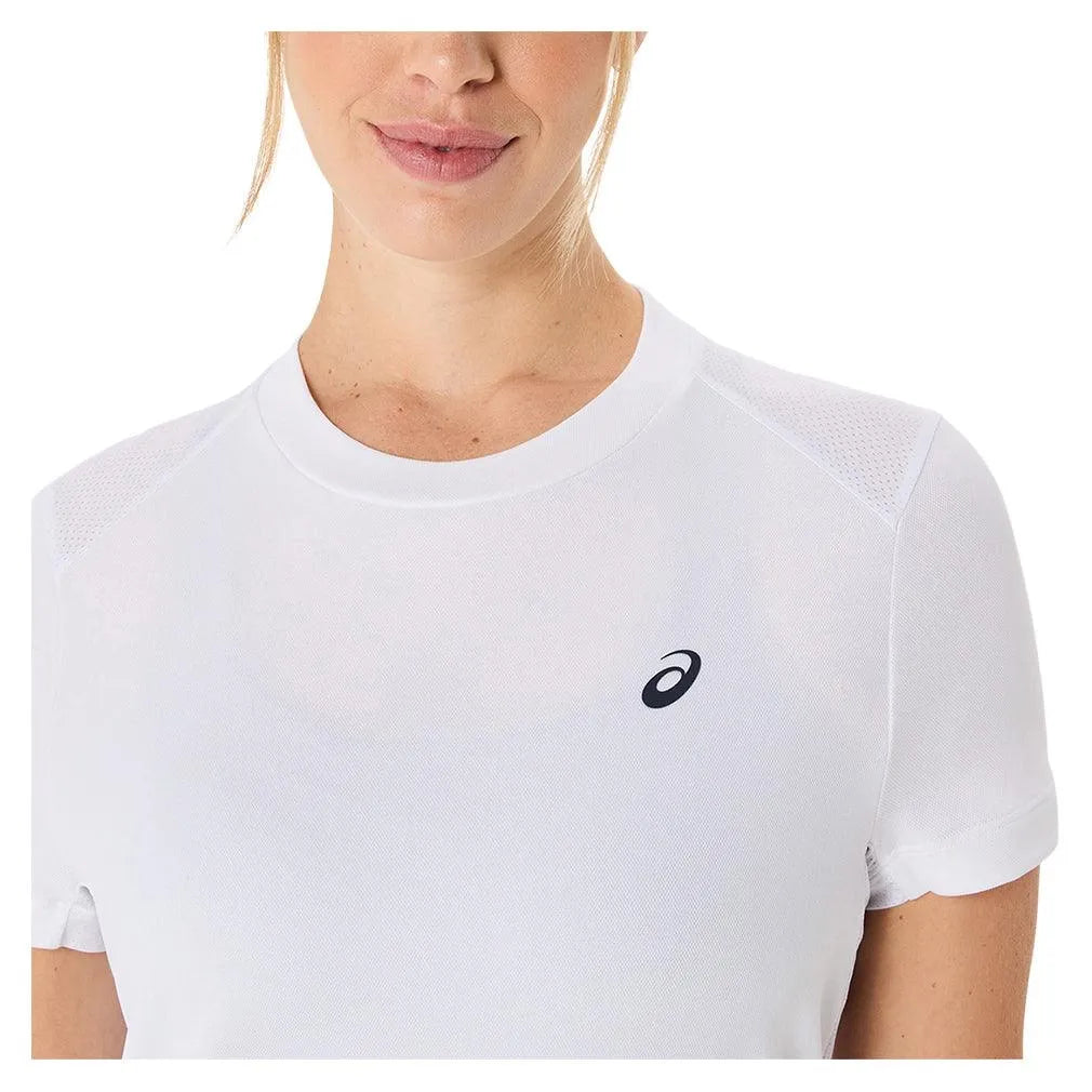 Women's Court Short Sleeve Tennis Top Brilliant White-Apparel-Asics-2042A371-100S25-6-Tennis Express