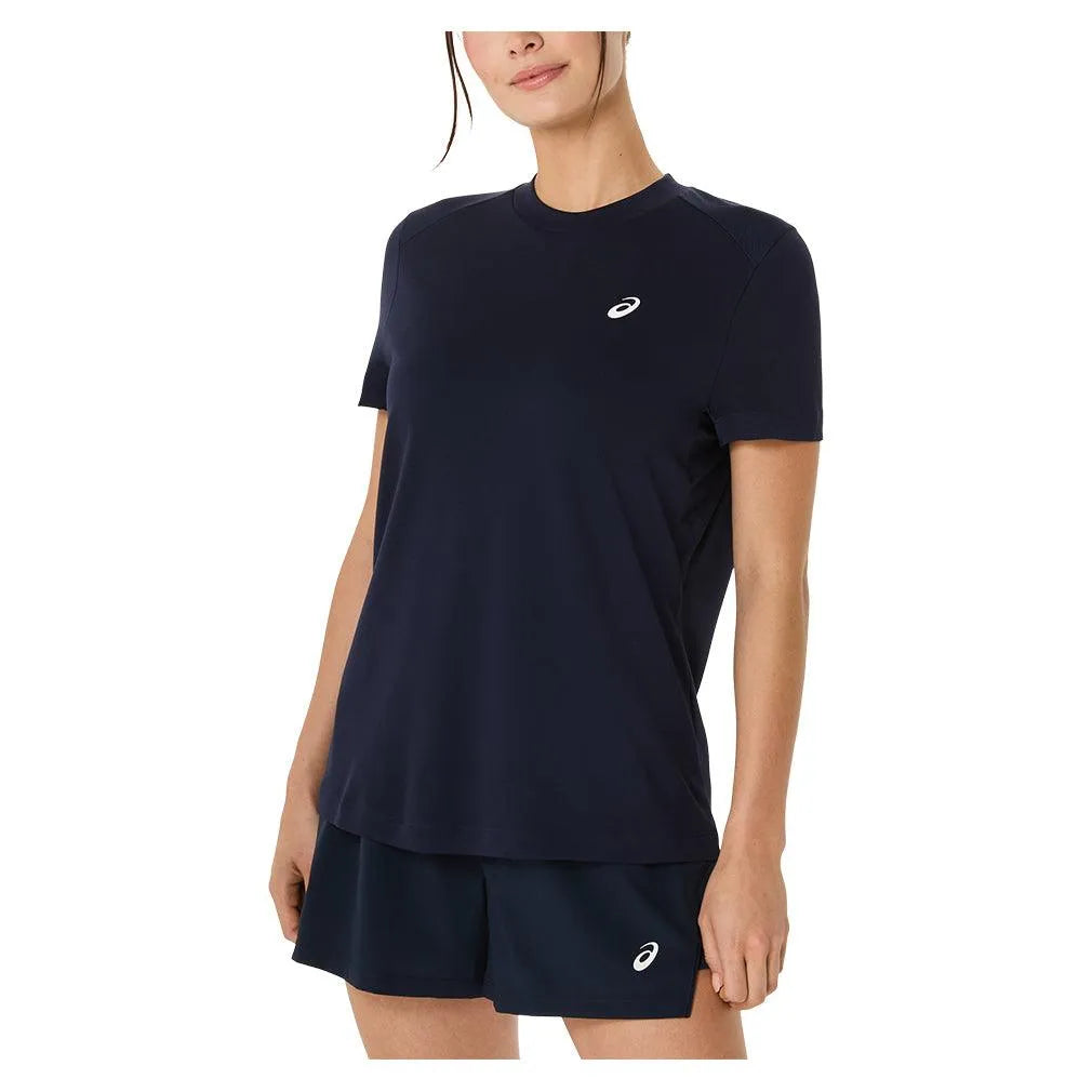Women's Court Short Sleeve Tennis Top Midnight-Apparel-Asics-2042A371-400S25-3-Tennis Express