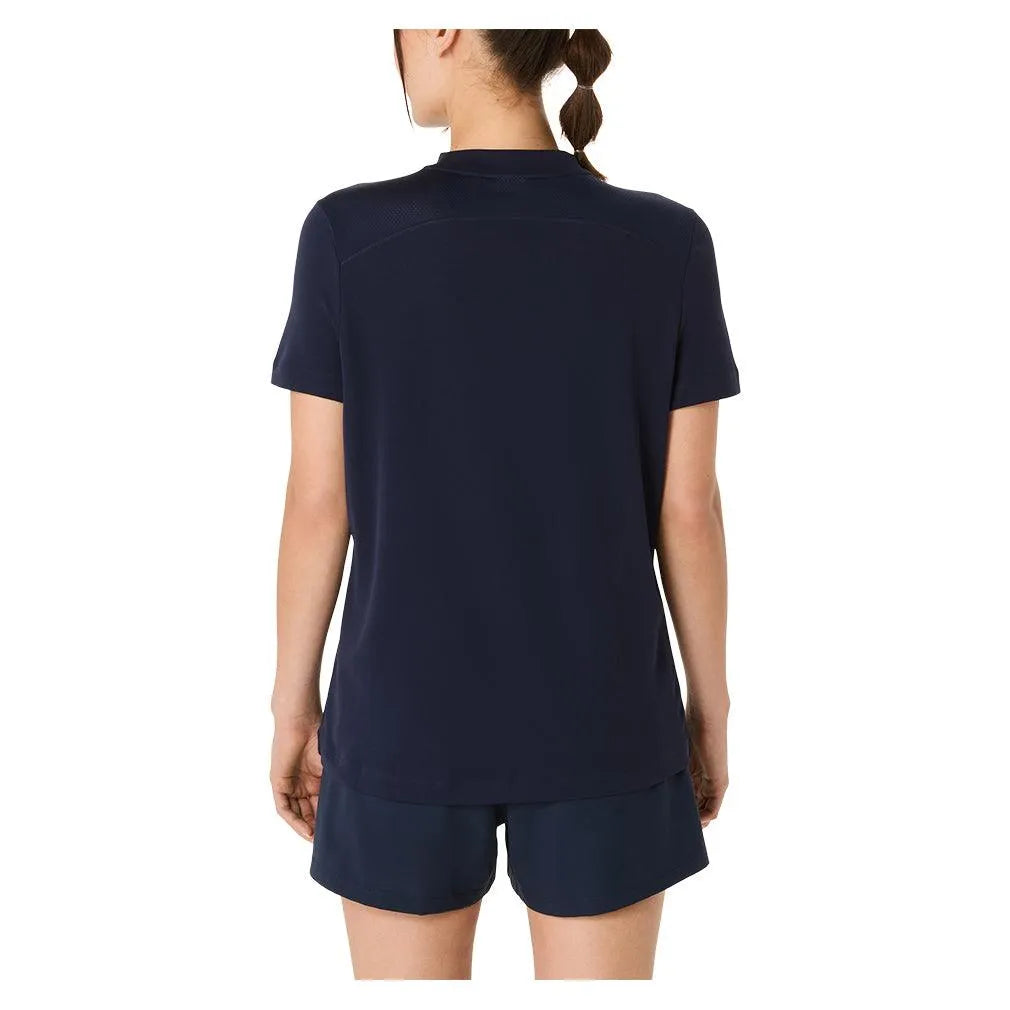 Women's Court Short Sleeve Tennis Top Midnight-Apparel-Asics-2042A371-400S25-4-Tennis Express