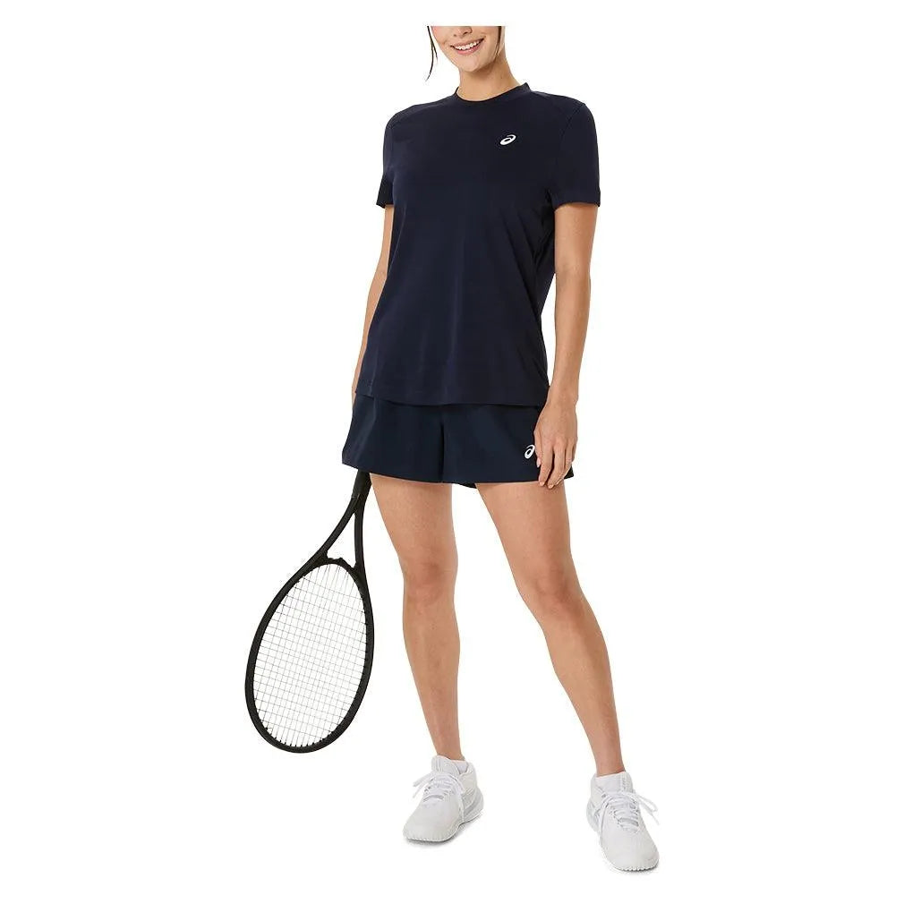 Women's Court Short Sleeve Tennis Top Midnight-Apparel-Asics-2042A371-400S25-5-Tennis Express