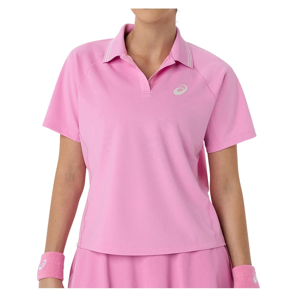 Women's Asia Tour Game Short Sleeve Tennis Polo,Apparel,Asics,700 Bubblegum,XS,Tennis Express,2042A426_700