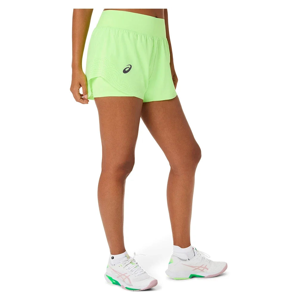 Women's Match Laser Cut Tennis Short Illuminate Green-Apparel-Asics-, [current_file_name-Tennis Express