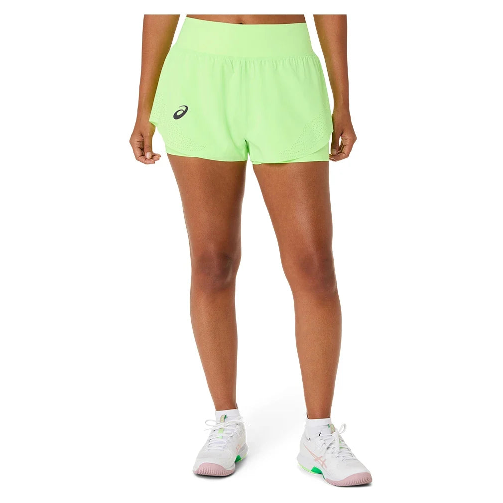 Women's Match Laser Cut Tennis Short Illuminate Green-Apparel-Asics-, [current_file_name-Tennis Express