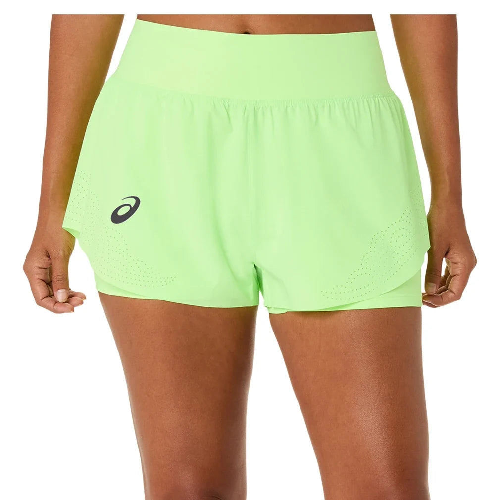 Women's Match Laser Cut Tennis Short Illuminate Green-Apparel-Asics-XS-ILLUMINATE_GREEN, [current_file_name-Tennis Express