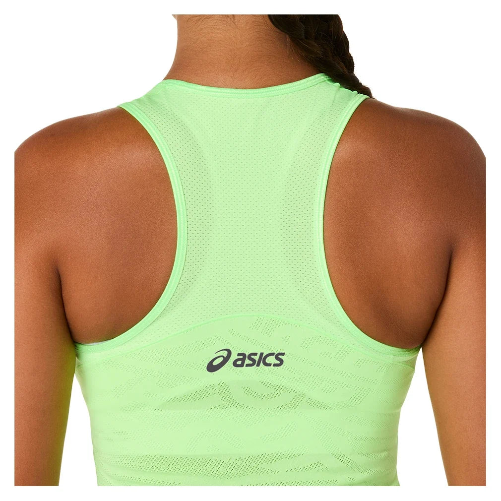Women's Match Jacquard Tennis Crop Top Illuminate Green-Apparel-Asics-2042A431-300S26-3-Tennis Express
