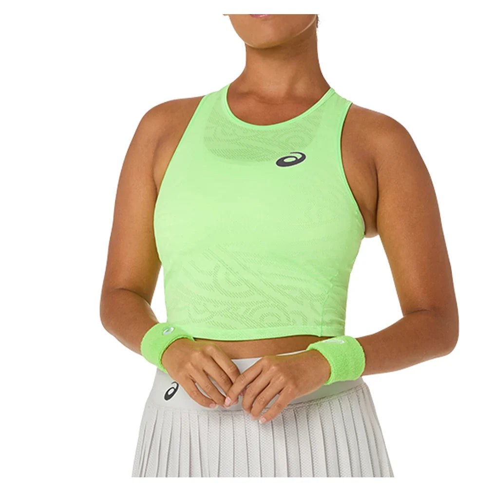 Women's Match Jacquard Tennis Crop Top Illuminate Green-Apparel-Asics-2042A431-300S26-675486Tennis Express