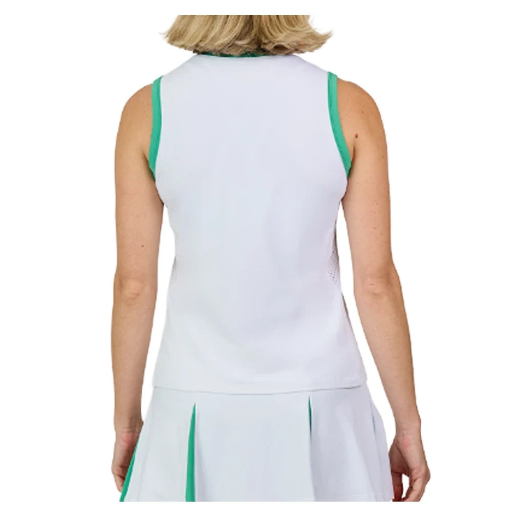Women's Full Tennis Tank White and Alpine,Apparel,Sofibella,,,Tennis Express,2052ALW-2
