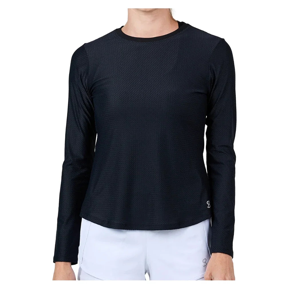 Women's Long Sleeve Tennis Top,Apparel,Sofibella,Black,XS,Tennis Express,2265N