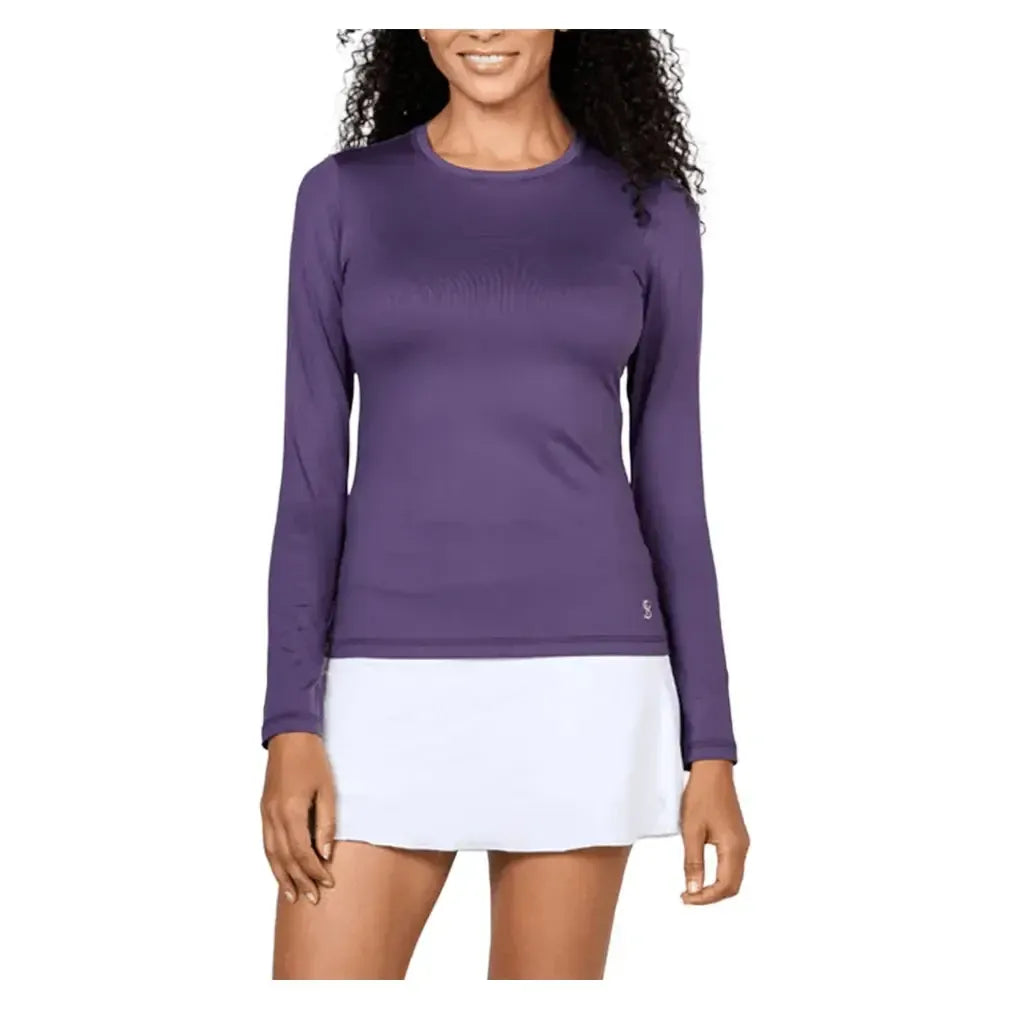 Women's UV Long Sleeve Tennis Top-Apparel-Sofibella-2322-TEAM-Plum-Tennis Express