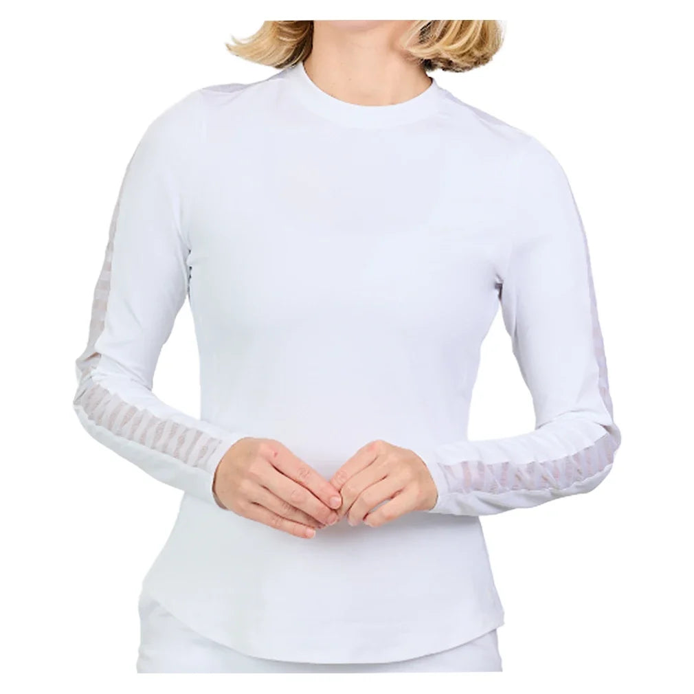 Women's Long Sleeve Tennis Top White,Apparel,Sofibella,White,XS,Tennis Express,2346WST-WHT