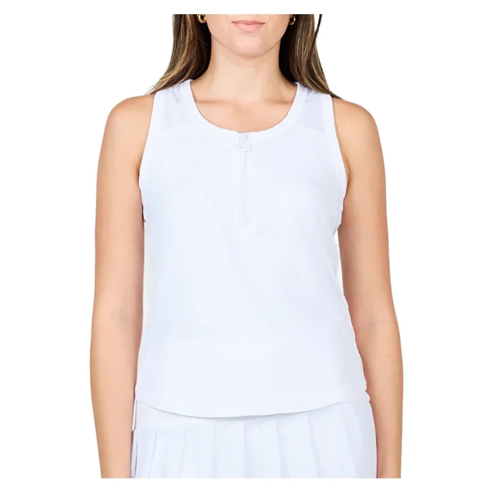 Women's White Lotus Racerback Tennis Tank,Apparel,Sofibella,White,XS,Tennis Express,2439WLO-WHT