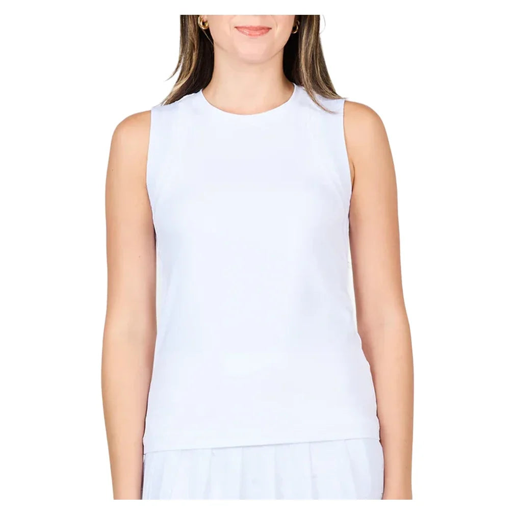 Women's White Lotus Full Tennis Tank,Apparel,Sofibella,White,XS,Tennis Express,2450WLO-WHT