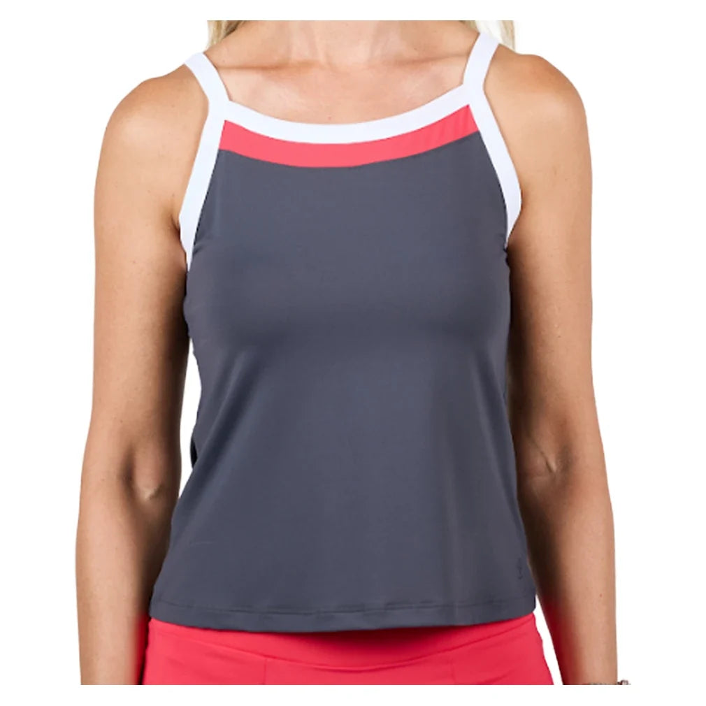 Women's Berry Fusion Tennis Tank Dark Grey and Berry Red,Apparel,Sofibella,Dark Grey/Berry Red,L,Tennis Express,2451BEF