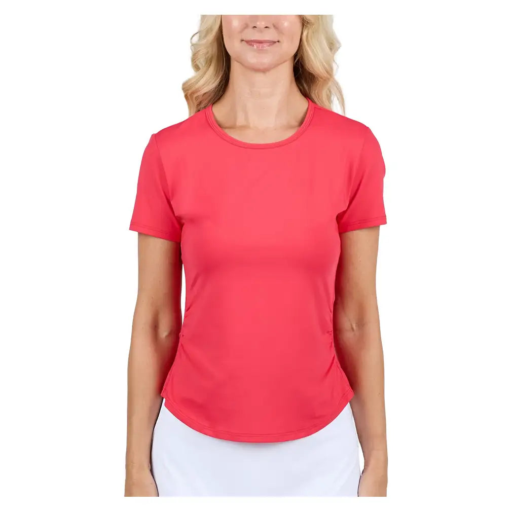 Women's Style Icons Short Sleeve Tennis Top Berry Red,Apparel,Sofibella,XS,Berry Red,Tennis Express,2452-BERS26-3