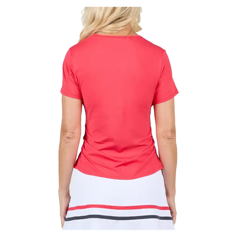 Women's Style Icons Short Sleeve Tennis Top Berry Red,Apparel,Sofibella,,,Tennis Express,2452-BERS26-4