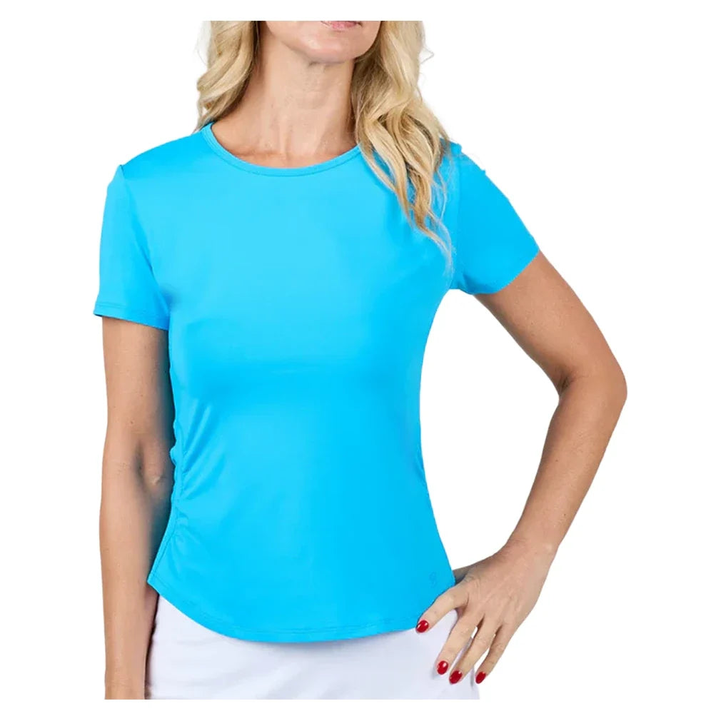 Women's Style Icons Short Sleeve Tennis Top Electric Blue-Apparel-Sofibella-2452-ELB-Tennis Express