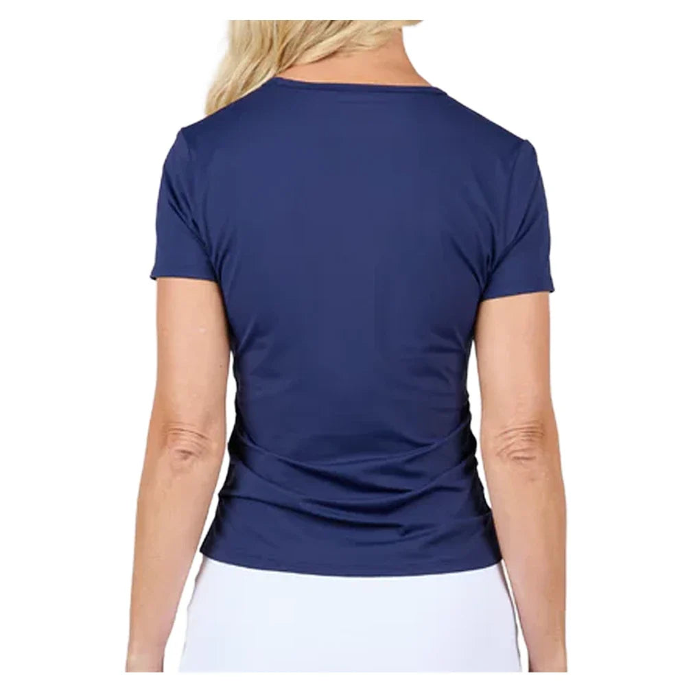 Women's Style Icons Short Sleeve Tennis Top Navy,Apparel,Sofibella,,,Tennis Express,2452-NVY-2